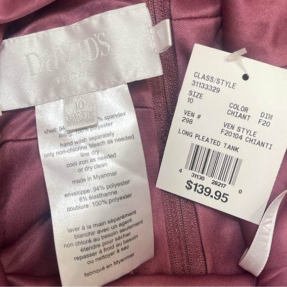 NWT David’s Bridal Pleated Tank Stretch Crepe Bridesmaid Dress 10 STYLE# F20104 - Picture 14 of 14